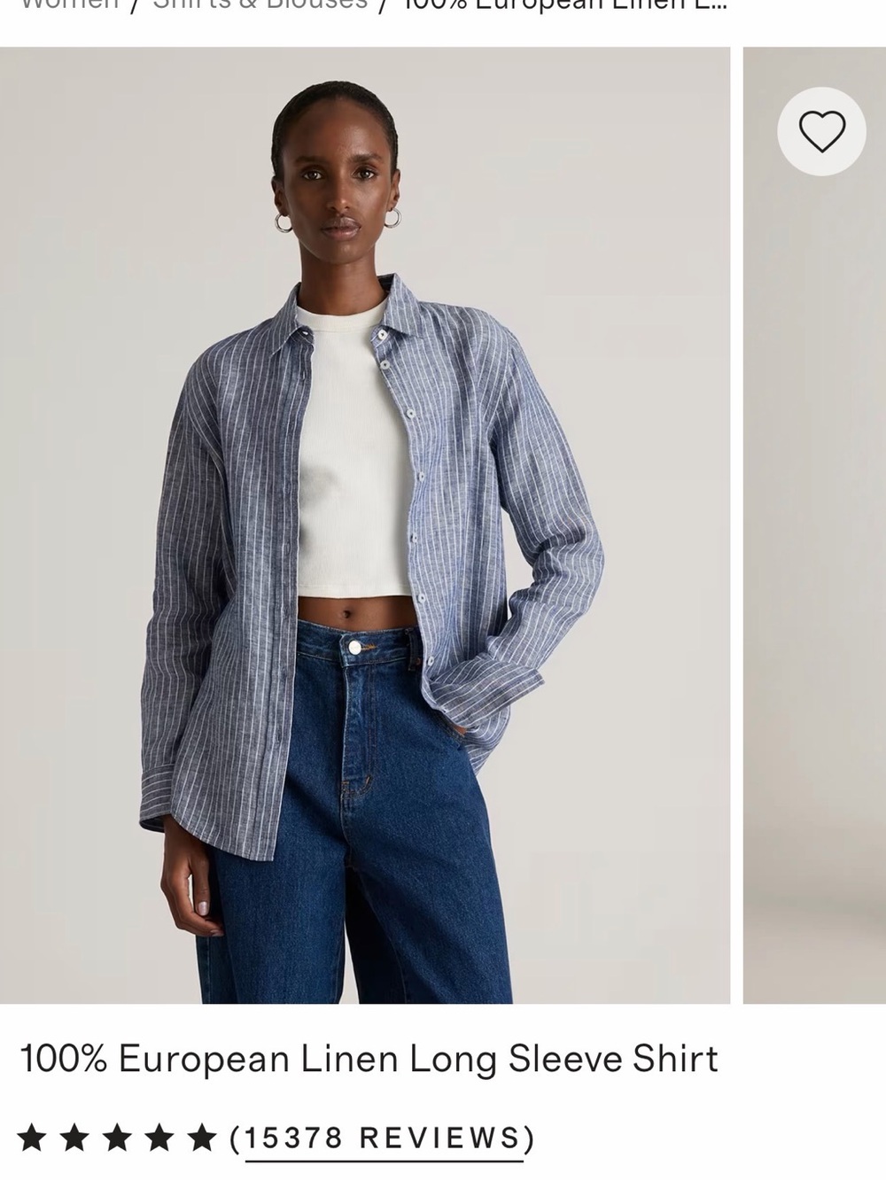 Quince Blue Pinstripe Linen Shirt Jacket
